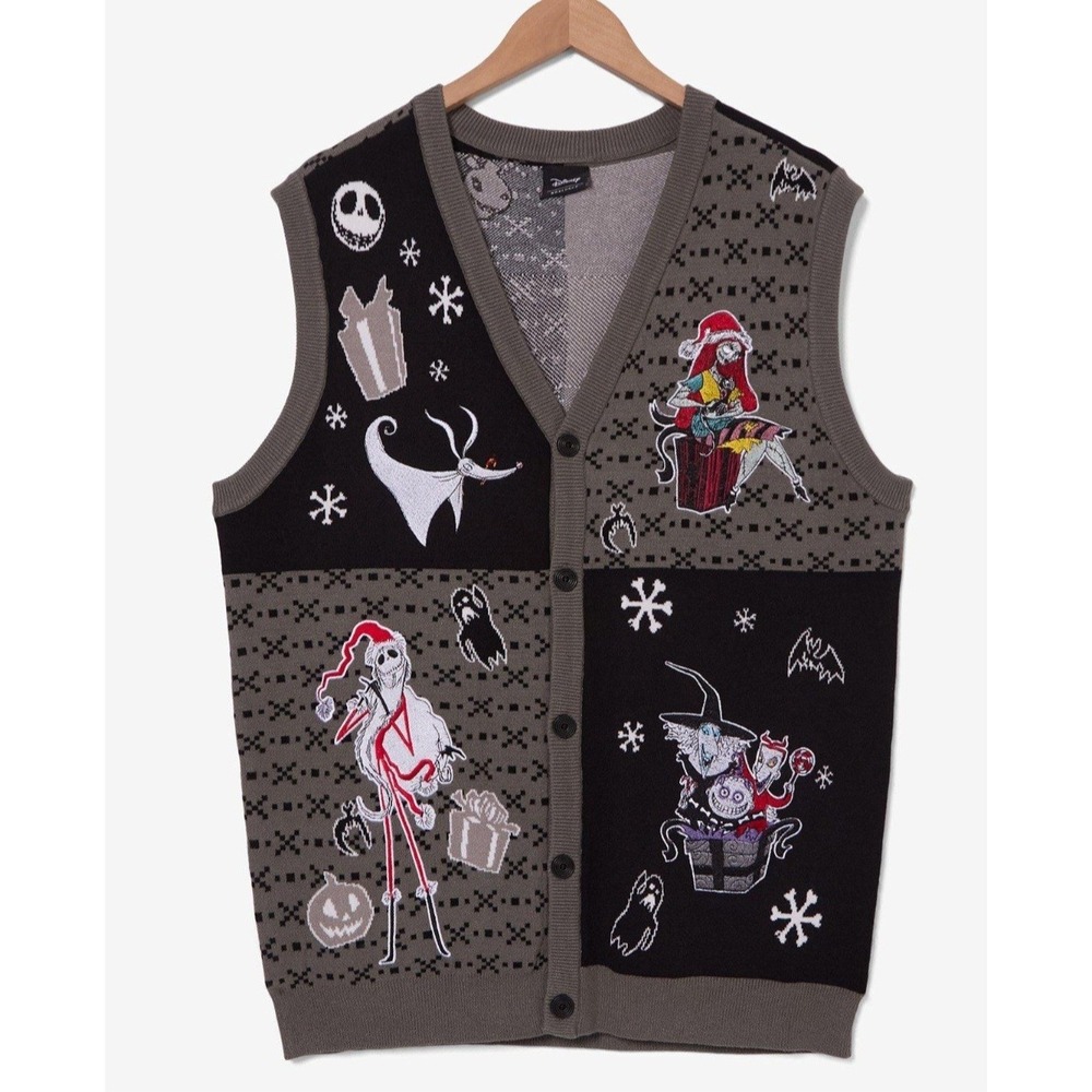 NEW Disney The Nightmare Before Christmas Holiday Icons Sweater Vest Unisex‎ 2XL